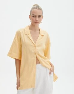 Cotton Oversized Button Up Shirt -Everrastyle Shop co t dizzy slit oversized shirt mango lassi front bs118684tlv