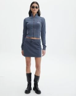 Double Button Knee Length Denim Skirt -Everrastyle Shop co zephy cotton mini skirt washed navy front ss123055cot