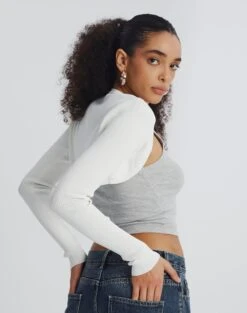 Multi Rib Knit Long Sleeve Shrug 19 Multi Rib Knit Long Sleeve Shrug -Everrastyle Shop corbin shrug white back kc54894knt