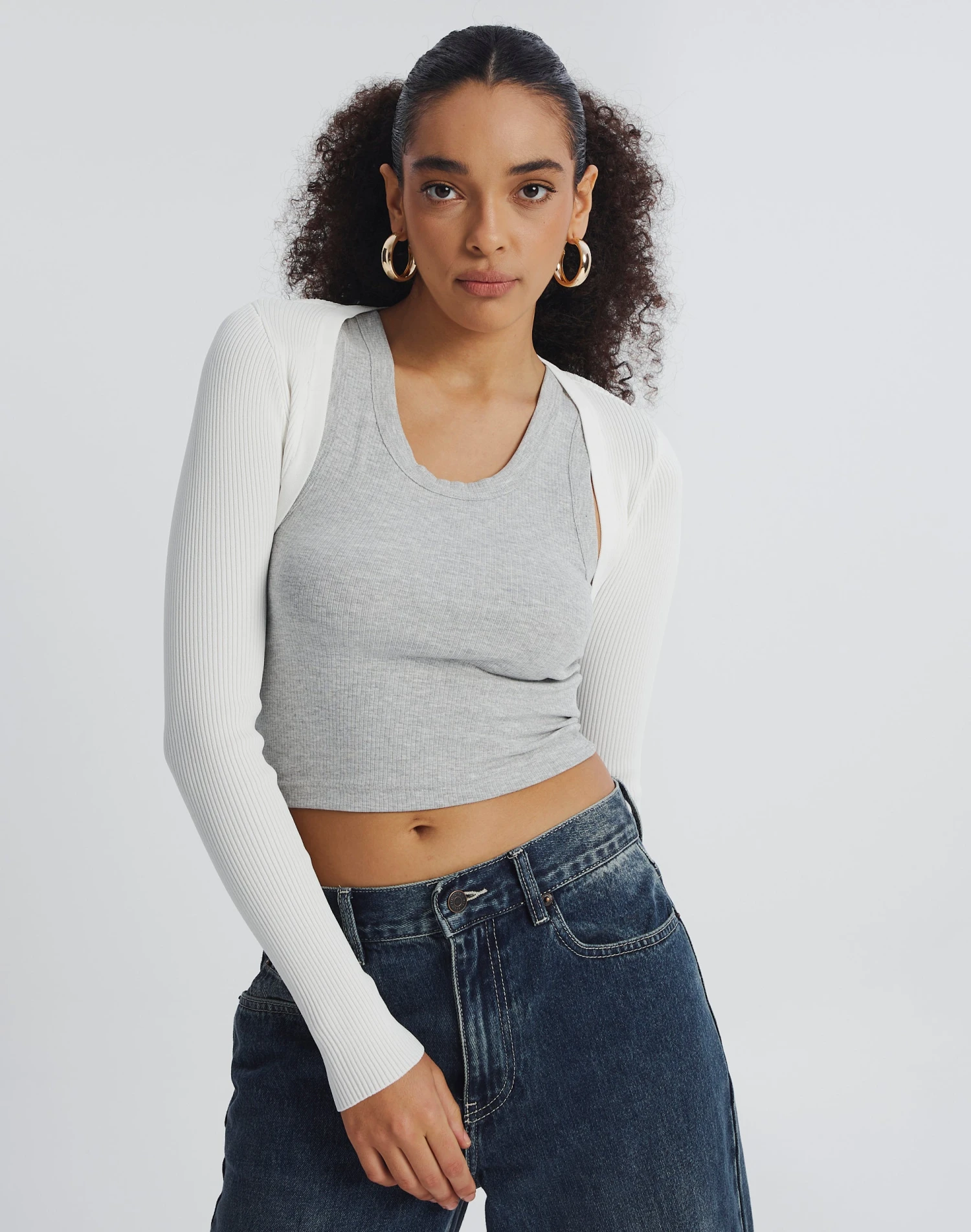 Multi Rib Knit Long Sleeve Shrug 3 Multi Rib Knit Long Sleeve Shrug