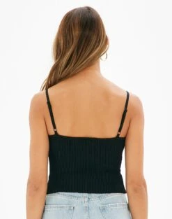 Ribbed Knit Tank -Everrastyle Shop corinne knit top black back kv80565knt