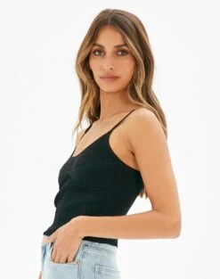 Ribbed Knit Tank -Everrastyle Shop corinne knit top black detail kv80565knt