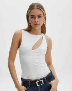 Supersoft Cut Out High Neck Crop Tank 27 Supersoft Cut Out High Neck Crop Tank -Everrastyle Shop costa cut out top milk front tv116914pch
