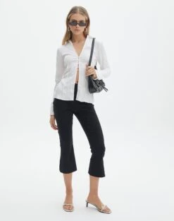 High Waisted Tailored Flare Pants -Everrastyle Shop daisy capri pant black front pw123253pln 9