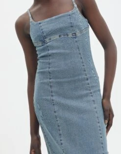 Denim Panelled Maxi Dress 11 Denim Panelled Maxi Dress -Everrastyle Shop darcy denim dress athens wash imageback dl104766dnm