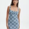 Printed Mini Mesh Dress -Everrastyle Shop delica mini mesh bubble check front ds128708rchk 5