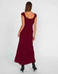 Tie Front Puff Sleeve Maxi Dress -Everrastyle Shop denver drapey sleeved maxi red chocolate back dl96450peb