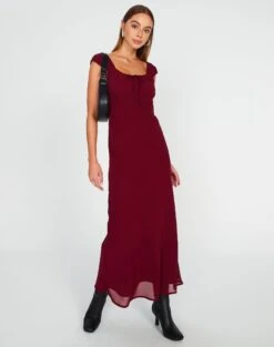 Everrastyle Shop 44 Everrastyle Shop -Everrastyle Shop denver drapey sleeved maxi red chocolate full dl96450peb