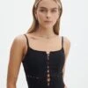 Lace Up Detailed Corset Top 1 Lace Up Detailed Corset Top -Everrastyle Shop denver lace up corset black front bv109857pln