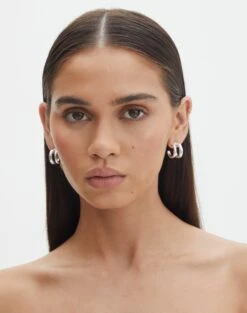 Lace Tie Front Split Top 41 Lace Tie Front Split Top -Everrastyle Shop dilara double hoop earring silver front je146573ear