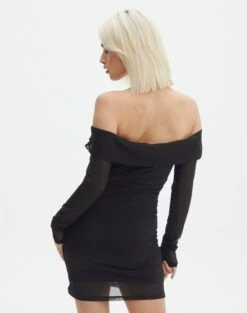 Off The Shoulder Mini Dress -Everrastyle Shop dinka off shoulder mini black back ds138653msh