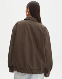 Faux Leather Drop Shoulder Oversized Jacket 29 Faux Leather Drop Shoulder Oversized Jacket -Everrastyle Shop elroy 80s pu jacket brown back jw52713pu