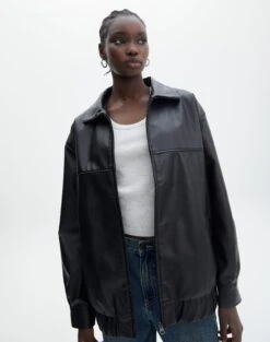 Denim Midi Front Split Skirt -Everrastyle Shop elvis oversized pu jacket black front jw124230pu 1