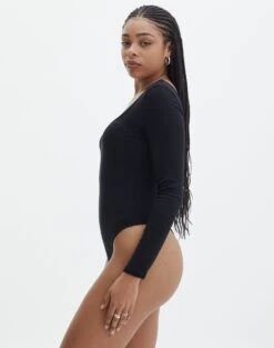 Luxe Lounge Modal Long Sleeve Low Back Bodysuit -Everrastyle Shop fabian longsleeve modal bodysuit black detail tb122502mod