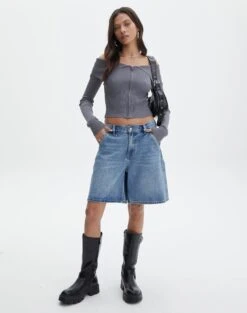 Zip Front Long Sleeve Fold Down Knit Top 28 Zip Front Long Sleeve Fold Down Knit Top -Everrastyle Shop franka fold down knit top keep your coal full kc113184vn