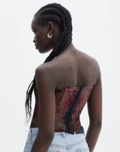 Strapless Fishnet Corset Top -Everrastyle Shop freya fishnet corset fuschia clash back tv104708fcc