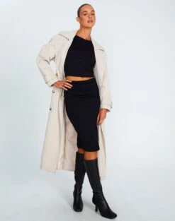 Mesh Lettuce Trim Midi Skirt 31 Mesh Lettuce Trim Midi Skirt -Everrastyle Shop gem midi skirt black front sl114640pch 10