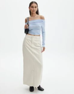 Ruched Off The Shoulder Top -Everrastyle Shop genie ruche off the shoulder top icecap full tl124186vis