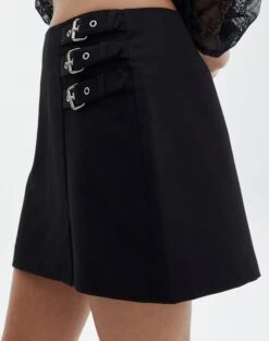 Triple Buckle Mini Skirt -Everrastyle Shop gia buckle mini skirt black detail ss125981pln