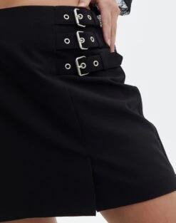 Triple Buckle Mini Skirt -Everrastyle Shop gia buckle mini skirt black imageback ss125981pln