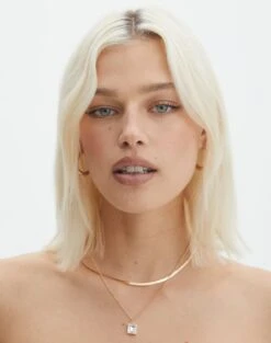 Plated Fine Chain Link Necklace -Everrastyle Shop gigi gem stone necklace gold front je108953nl 8