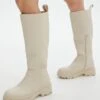 Faux Leather Chunky Calf Boot -Everrastyle Shop gwen chunky gumboot bone front sh98203pu 5