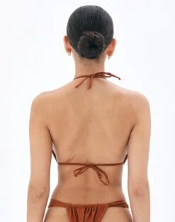 Shimmer Ruched Triangle Bikini Top -Everrastyle Shop harley halter tri bikini top third place back ga54007shm