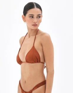 Shimmer Ruched Triangle Bikini Top -Everrastyle Shop harley halter tri bikini top third place detail ga54007shm