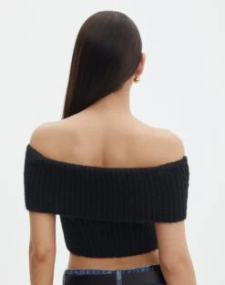 Foldover Off Shoulder Cropped Knit 29 Foldover Off Shoulder Cropped Knit -Everrastyle Shop harper off shoulder fluffy knit black back kv106717knt