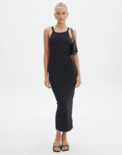 Cotton High Neck Maxi Dress -Everrastyle Shop harriet high neck black front dl120072cot