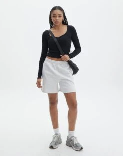 Long Sleeve Button Scoop Neck Top -Everrastyle Shop harrison henley longsleeve black full tl114637ocot