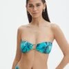 Printed Bandeau Gold Detailed Swim Top -Everrastyle Shop harvey hardwear bandaue mystic butterflies front ga128328rmsb