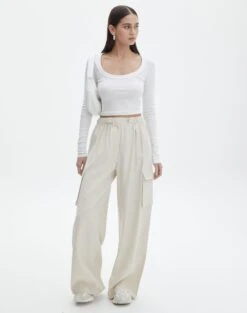 Cotton Cargo Stitch Pant -Everrastyle Shop hilda tailored cargo fresh linen front pw55574pln