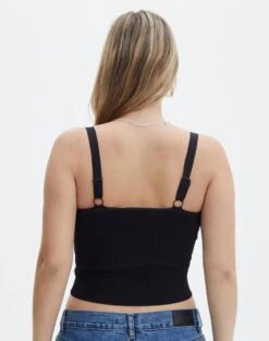 Adjustable Strap Knit Crop Tank 22 Adjustable Strap Knit Crop Tank -Everrastyle Shop holly hardware knit tank black back kv107020knt