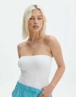 Supersoft Strapless Bodysuit -Everrastyle Shop honey strapless bodysuit white front tb145525pch