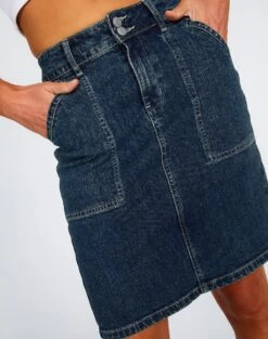 Double Button Knee Length Denim Skirt -Everrastyle Shop ingrid denim skirt coyote blue imageback ss109349dnm