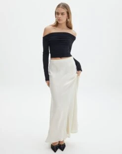 Satin Maxi Skirt -Everrastyle Shop ivy panelled satin maxi skirt bad to the bone detail sl116240vis