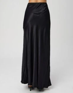 Satin Maxi Skirt -Everrastyle Shop ivy panelled satin maxi skirt black back sl116240vis