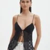 Lace Tie Front Split Top 2 Lace Tie Front Split Top -Everrastyle Shop jupiter lace hanky tank black front tv130464lac