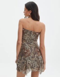 Printed Mesh Mini Boobtube Dress 25 Printed Mesh Mini Boobtube Dress -Everrastyle Shop kamil boobtube mesh mini paisley leo back ds74751rprt