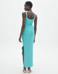 Round Neckline Knit Maxi Dress -Everrastyle Shop kelly round neck aqua siren back kd119942knt