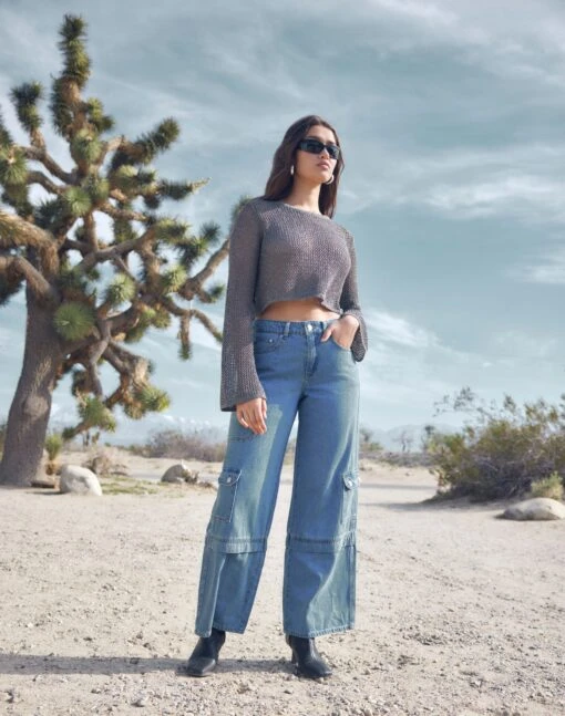 Cargo Low Rise Wide Leg Jean 3 Cargo Low Rise Wide Leg Jean -Everrastyle Shop khari cargo jean riley vintage wash front jd109691dnm 3