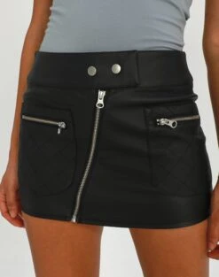 Faux Leather Low Rise Zip Mini Skirt -Everrastyle Shop kiana low rise pu moto skirt black imageback ss55085aus