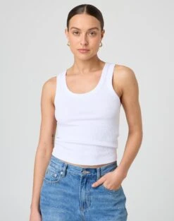 Ribbed Thick Strap Tank -Everrastyle Shop kleo thick bind tank white front tv120861orib