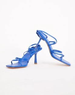Faux Leather Strappy Heel -Everrastyle Shop lara strappy party heel victorian blue detail sh53397pu