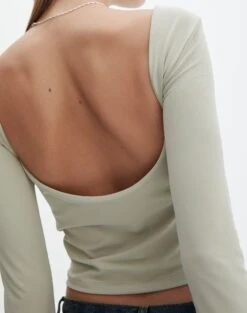 Supersoft Backless Long Sleeve Top -Everrastyle Shop layley longsleeve sea mist imageback tl102955pch