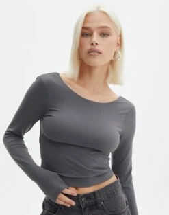 Supersoft Backless Long Sleeve Top -Everrastyle Shop layley longsleeve shadow dancer back tl102955pch