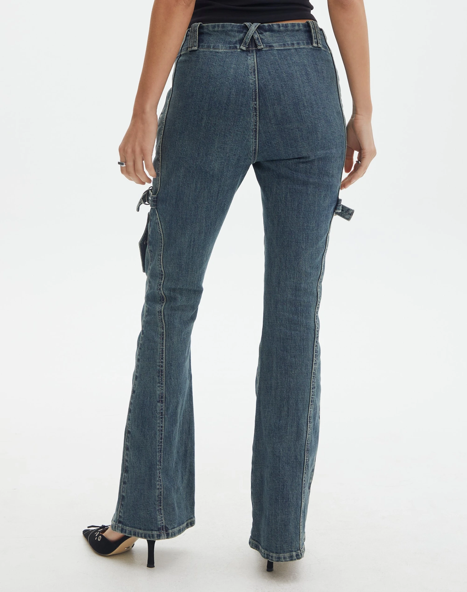 Low Rise Cargo Detail Bootcut Jeans 5 Low Rise Cargo Detail Bootcut Jeans - Image 3