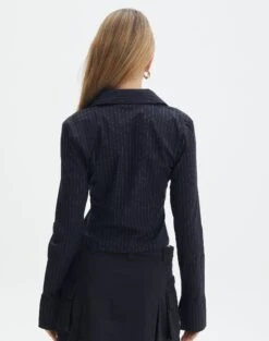 Pinstripe Button Up Shirt -Everrastyle Shop lindy button up black pinstripe back bl128216pin