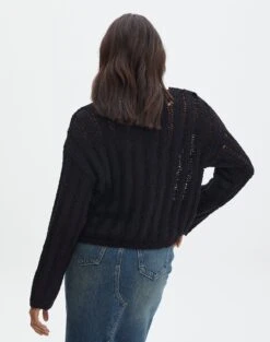 Ladder Knit Jumper -Everrastyle Shop lizzy ladder black back kl124032knt
